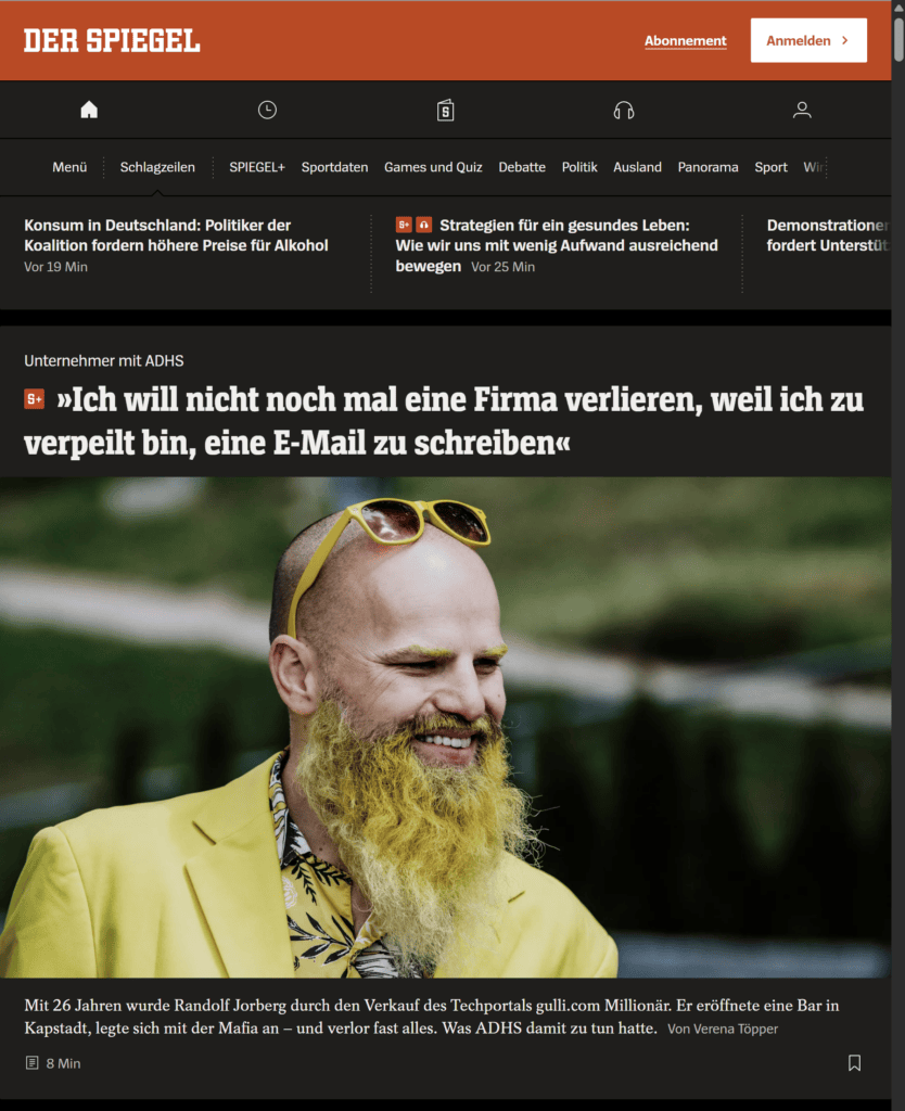 Spiegel Randolf Jorberg ADHD frontpage screenshot